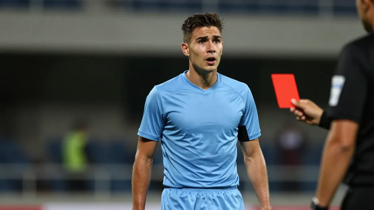 Malmö FF's Elliott Andersson was shown a red card by referee Oscar Lundegrén during the P17 Allsvenskan A-playoff match...
